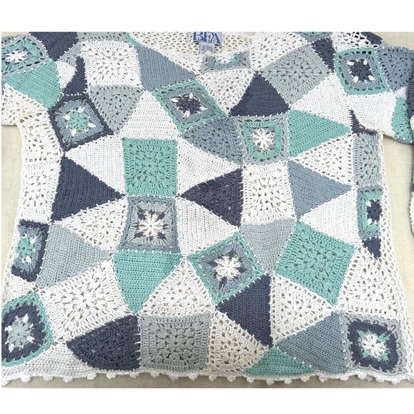 Vintage BEA CLASSICS Crochet Sweater Size L - Picture 2 of 12